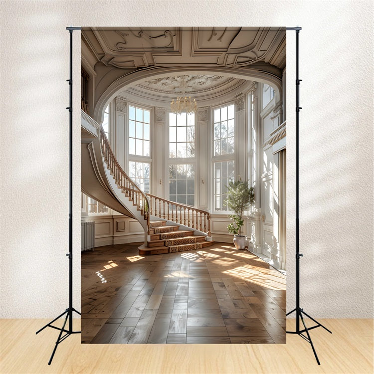 Toile de fond Architecture Escalier de Manoir Éclairé par le Soleil BRP12-671