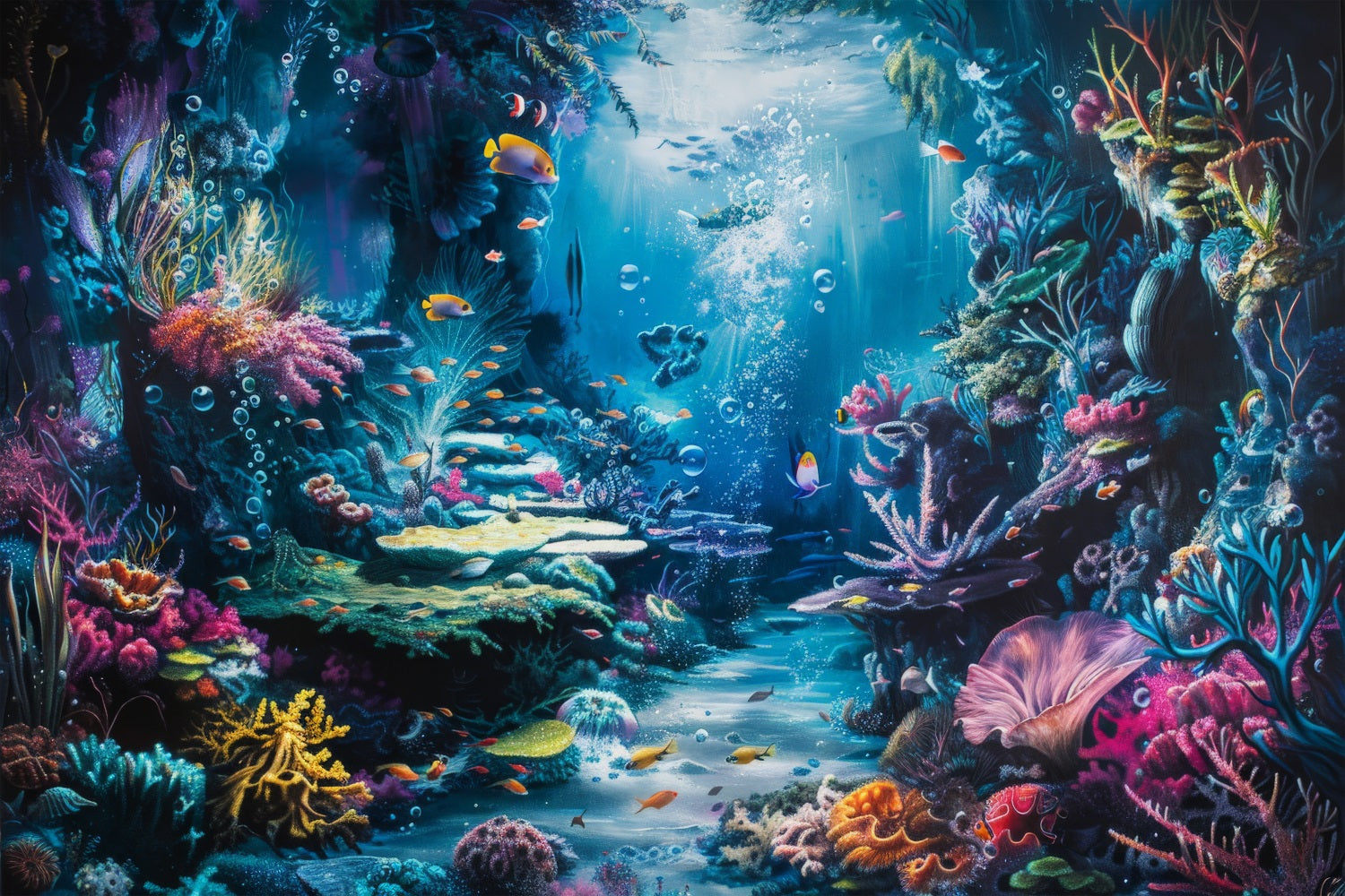 Toile de fond DIY Sirène Corail Coloré Vie Marine Diversifiée BRP12-68