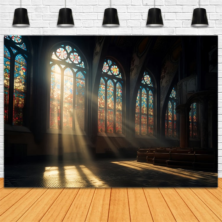 Toile de fond Vitrail Église Gothique Fenêtre BRP12-704