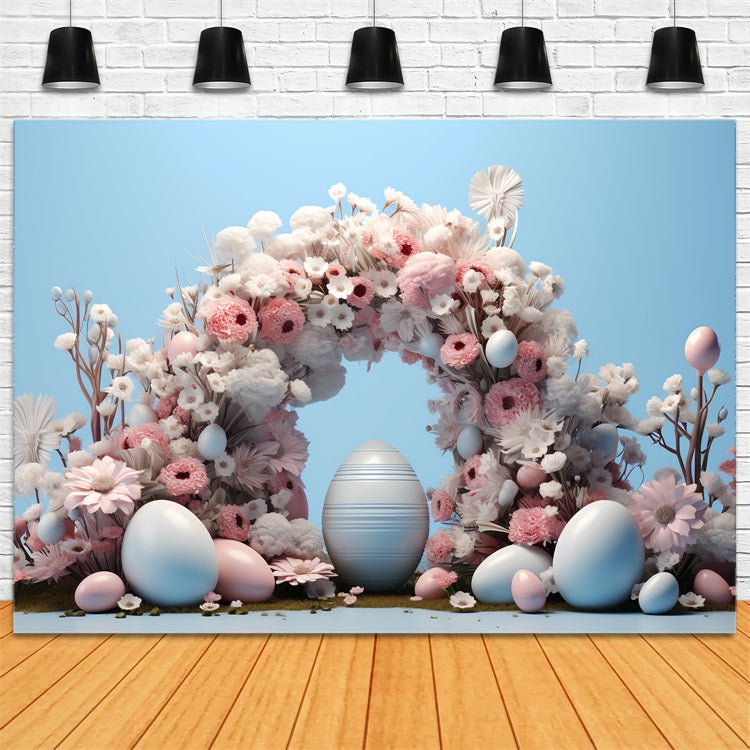 Fond Studio Photo Pâques Fleurs Roses Douces Œuf BRP12-721