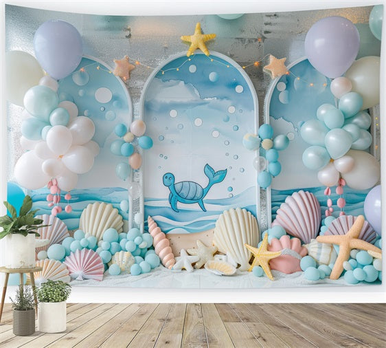 Toile de fond Sirène Fête Créature Marine Arche Ballon Décor BRP12-87