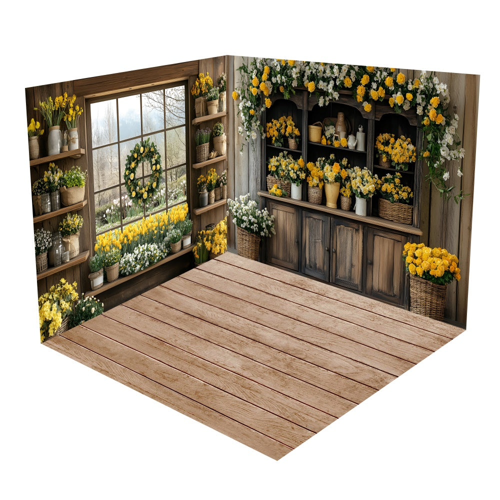 Ensemble de Salle Cottage en Bois Fleuri Chaleureux BRP2-14