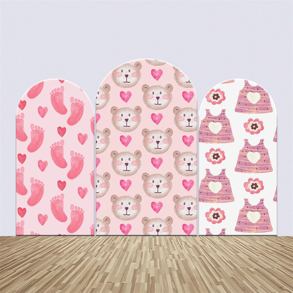 Kit de Toile de fond Arch Personnalisable Baby Shower Ourson Doux Rose BRP2-198
