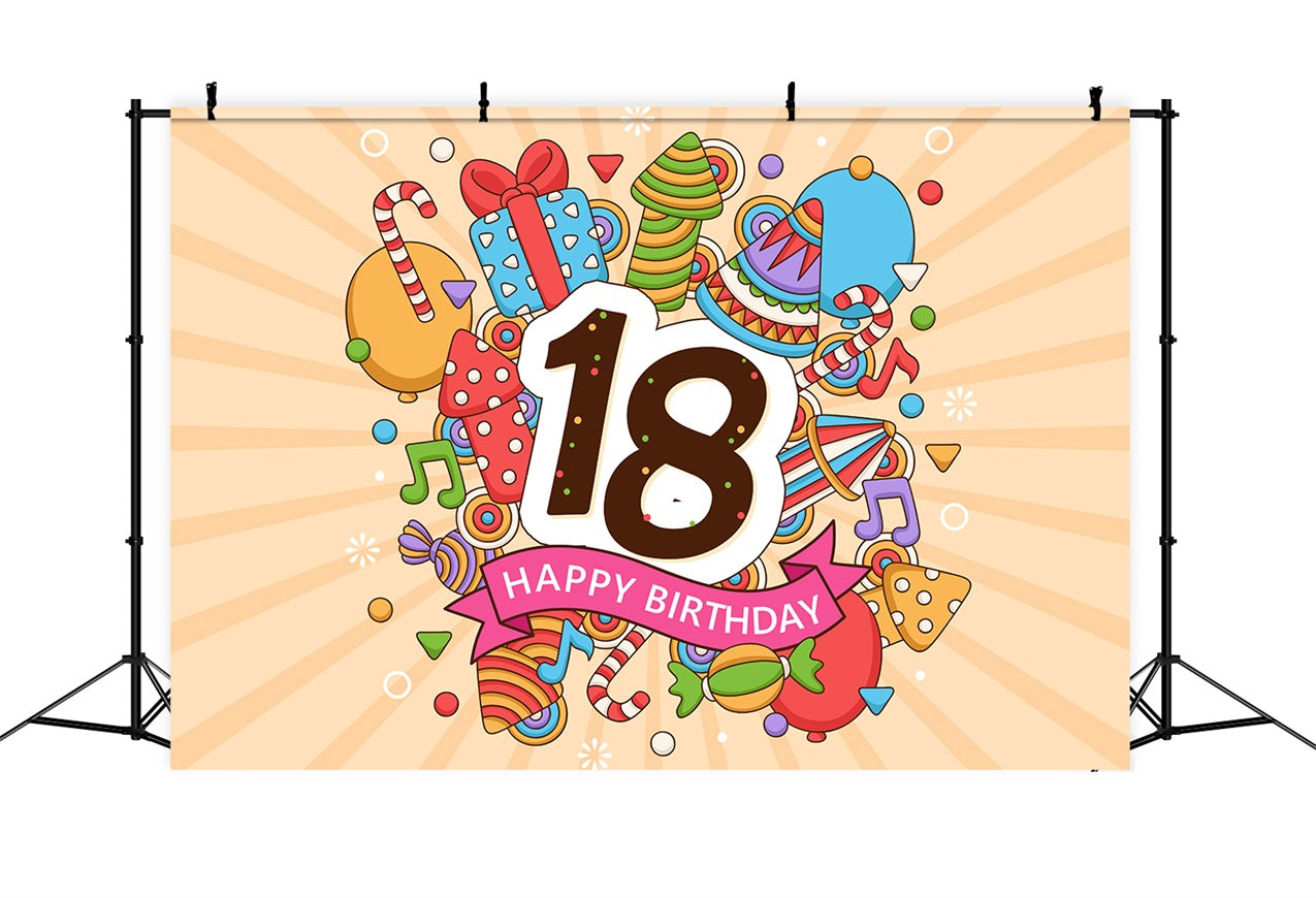 Toile de fond Anniversaire Personnalisé Dessin Animé 18ème BRP2-222