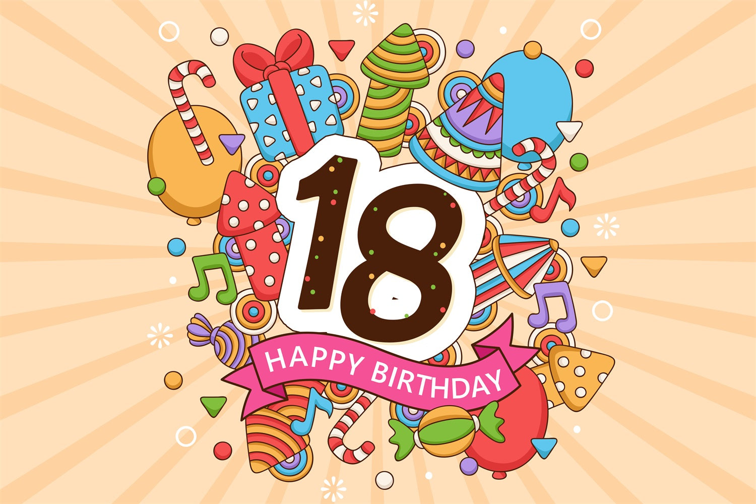 Toile de fond Anniversaire Personnalisé Dessin Animé 18ème BRP2-222