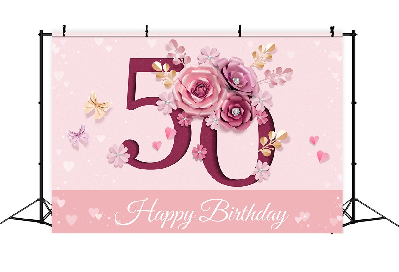 Toile de fond Deco Anniversaire 50ème Floral Célébration BRP2-233