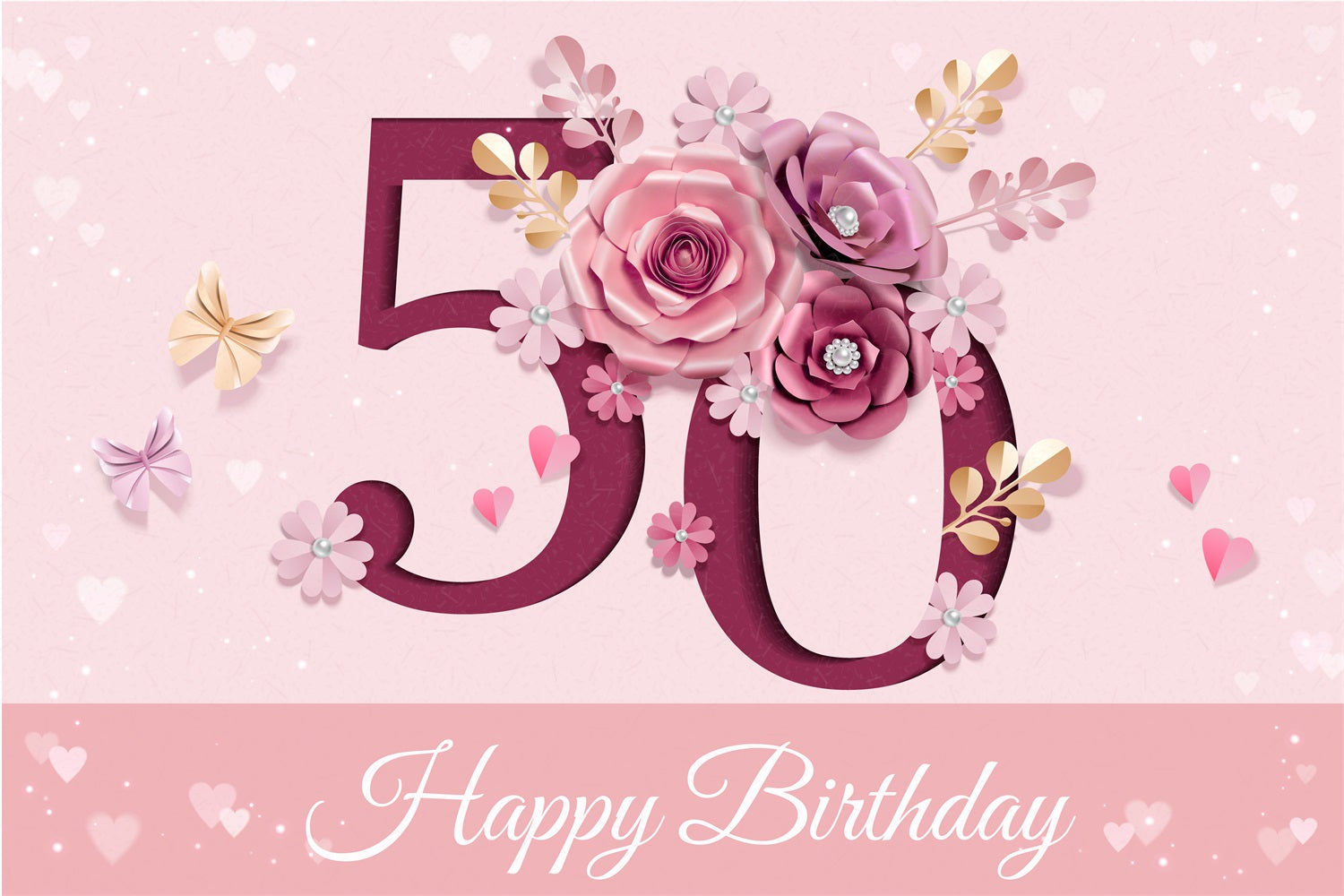 Toile de fond Deco Anniversaire 50ème Floral Célébration BRP2-233