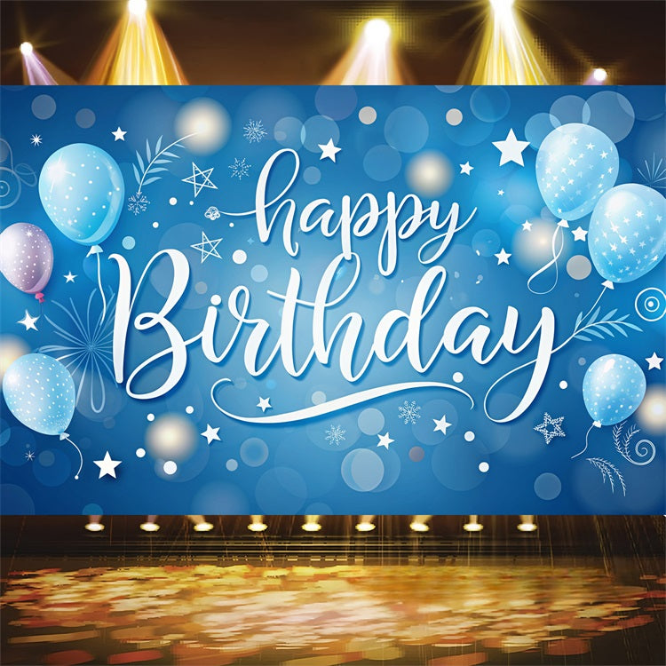 Toile de fond Deco Anniversaire Lumière d’Étoiles Ballons Bleus BRP2-240