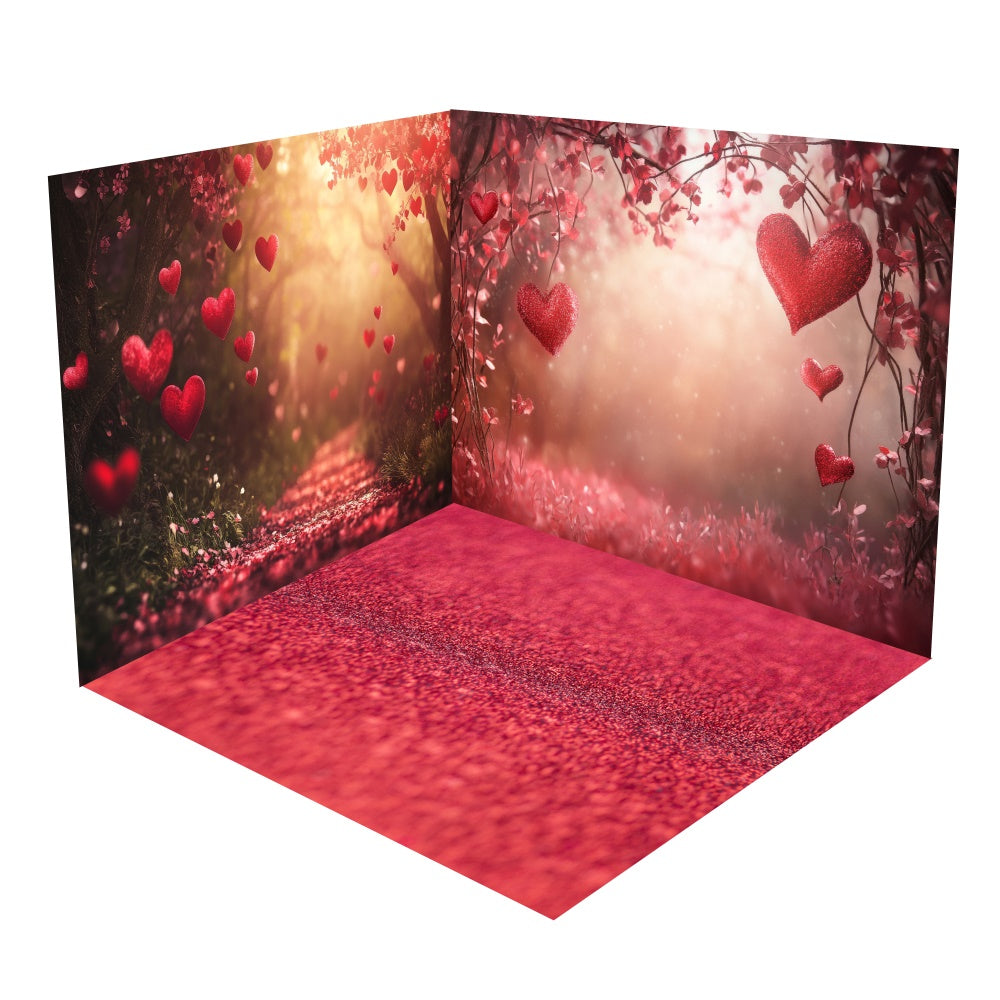 Ensemble de Salle Sentier d'Amour Éclatant Saint-Valentin BRP2-3