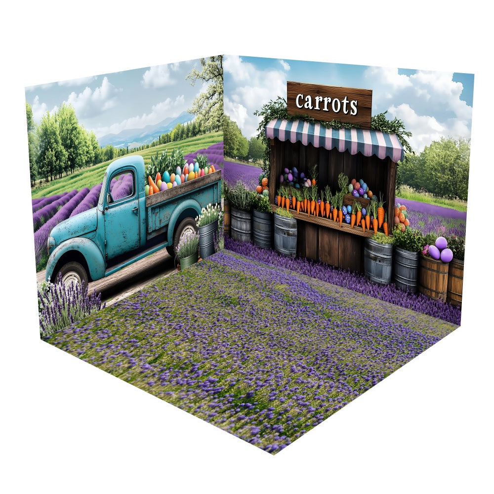 Ensemble de Salle Camion Bleu Marché de Pâques Lavande BRP2-35