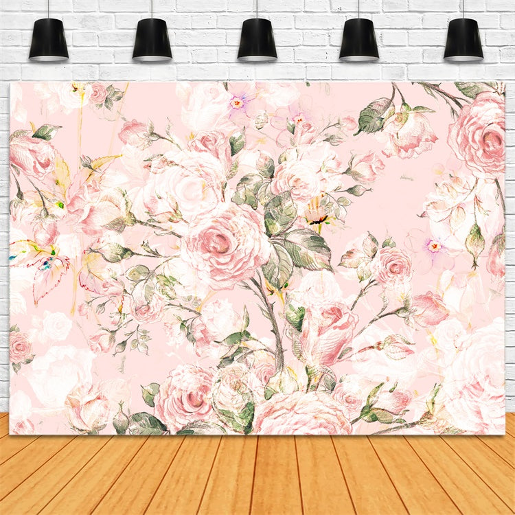 Fond Floral Photo Rose Romantique Fleur de Pêche BRP2-66