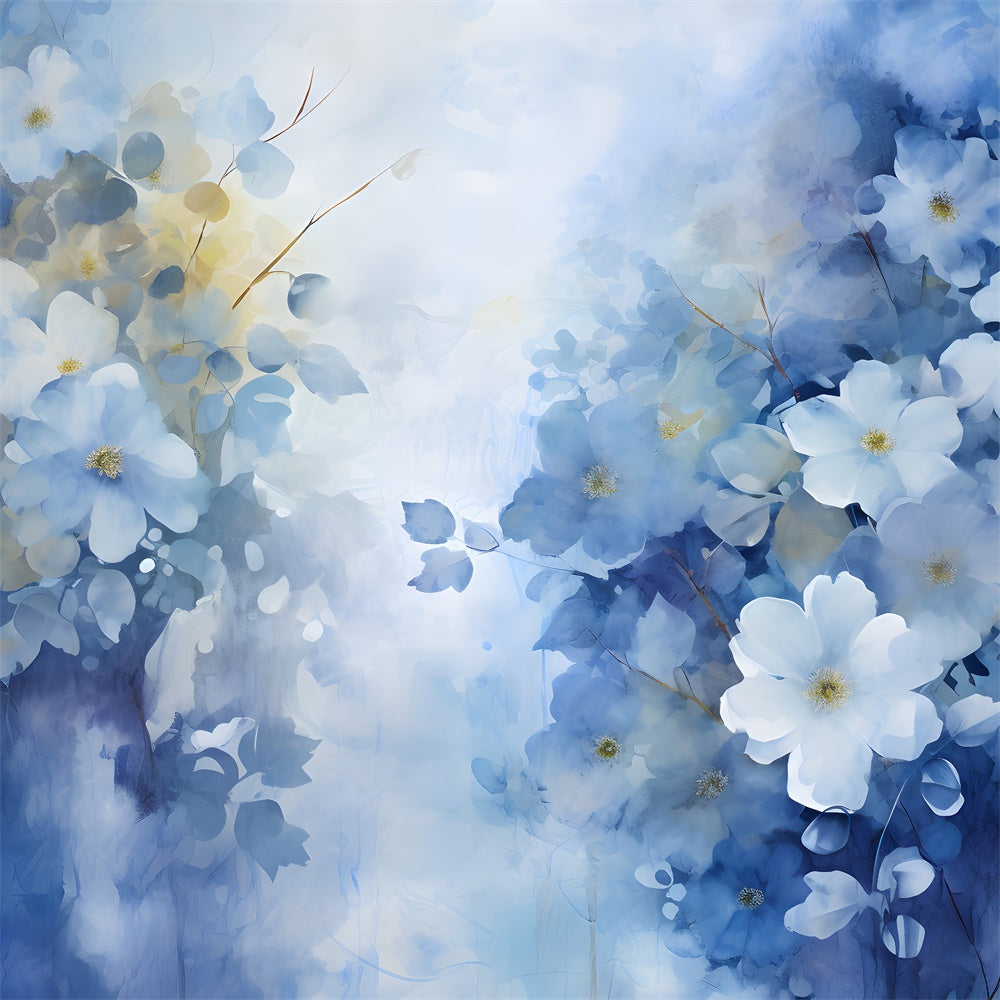 Fond Floral Photo Brume Bleue Tranquille Fleur BRP2-67