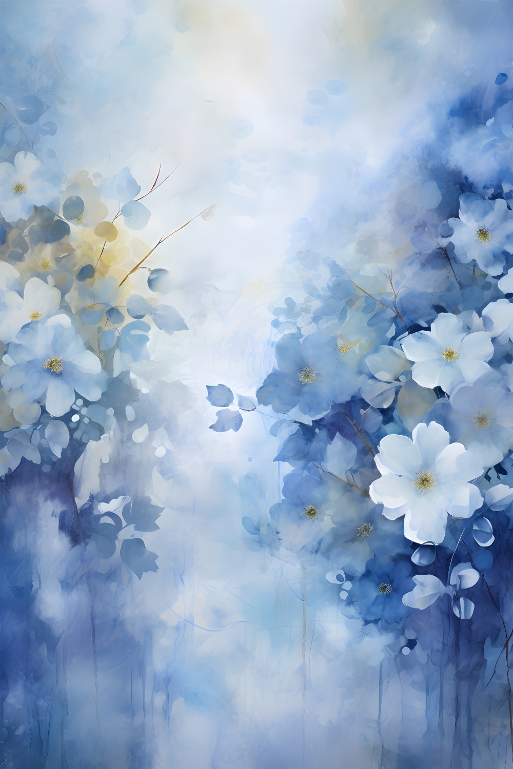 Fond Floral Photo Brume Bleue Tranquille Fleur BRP2-67