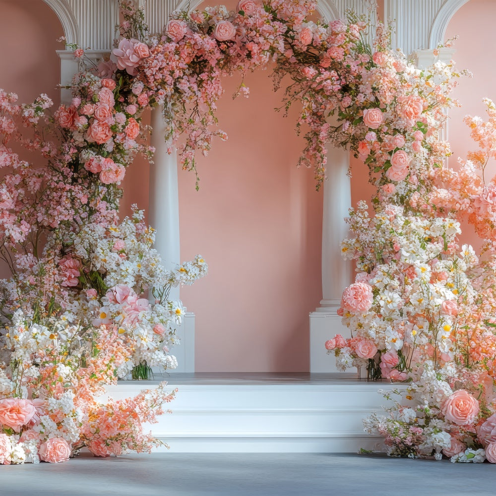 Fond Photo Fleurs Arche Florale Rose Rêveuse BRP2-74