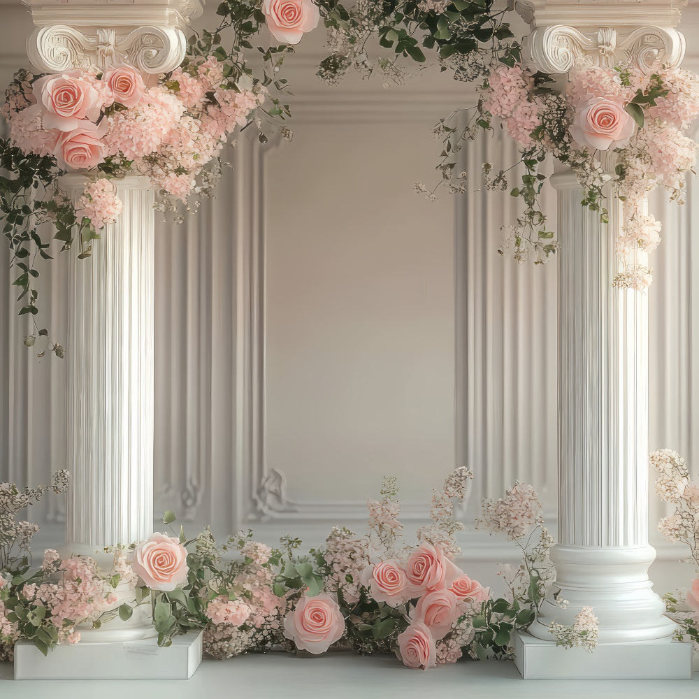 Fond Photo Fleur Élégante Colonne Blanche Florale BRP2-77