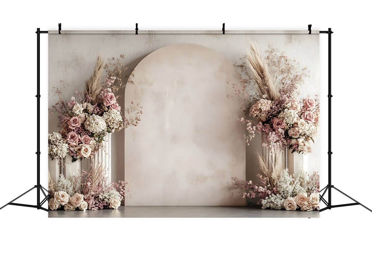 Fond Photo Floral Arche Élégante de Fleurs Roses BRP2-80