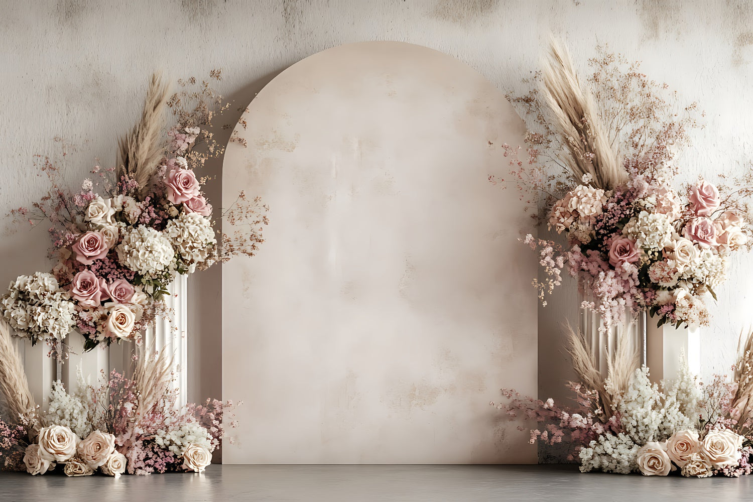 Fond Photo Floral Arche Élégante de Fleurs Roses BRP2-80