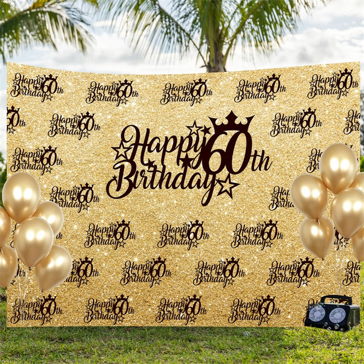Toile de fond Photo Anniversaire Paillettes Dorées 60ème BRP3-105
