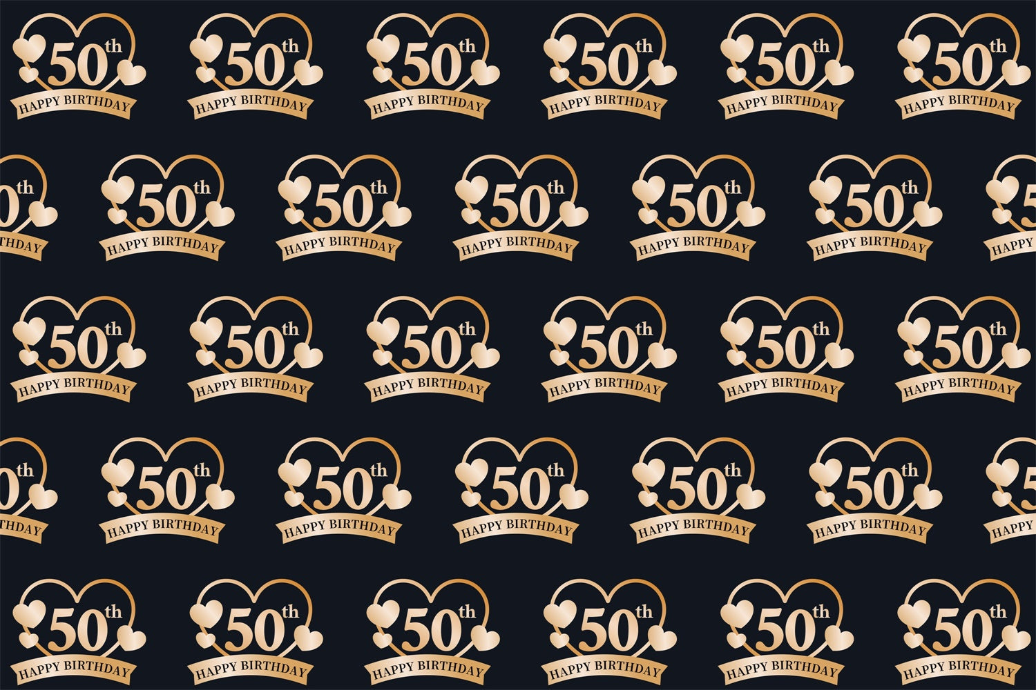 Toile de fond Deco Anniversaire Cœurs Dorés 50ème BRP3-107