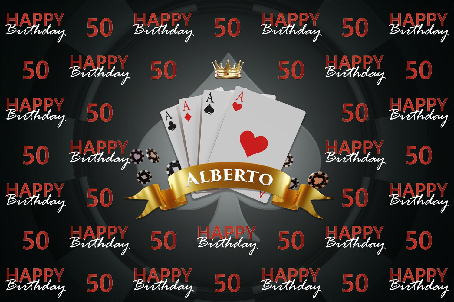 Toile de fond Photo Anniversaire Poker Party 50ème BRP3-110