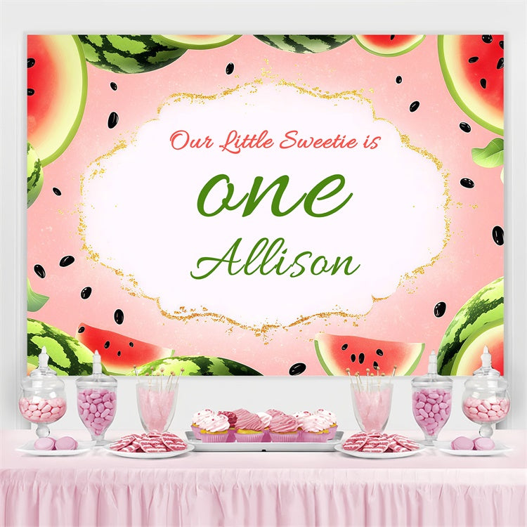 Toile de fond Anniversaire Personnalisée Thème Pastèque Douce 1er BRP3-247