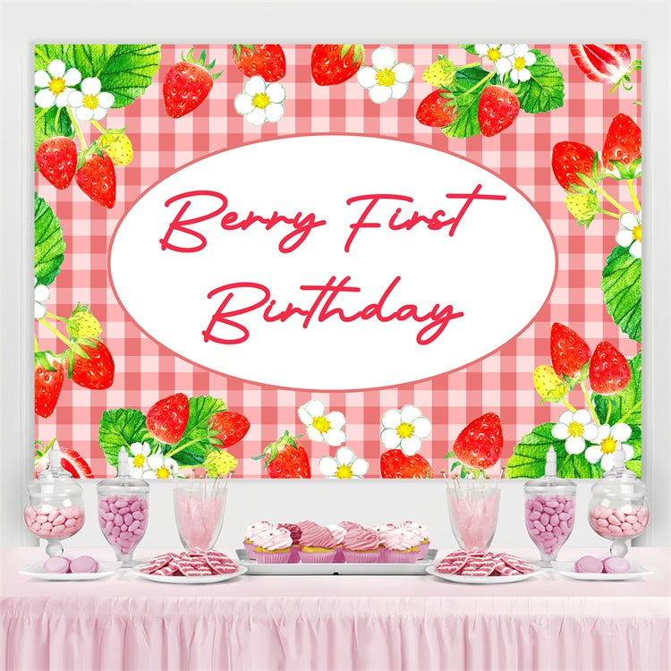 Toile de fond Anniversaire Personnalisée Jardin Fraise Douce 1er BRP3-260