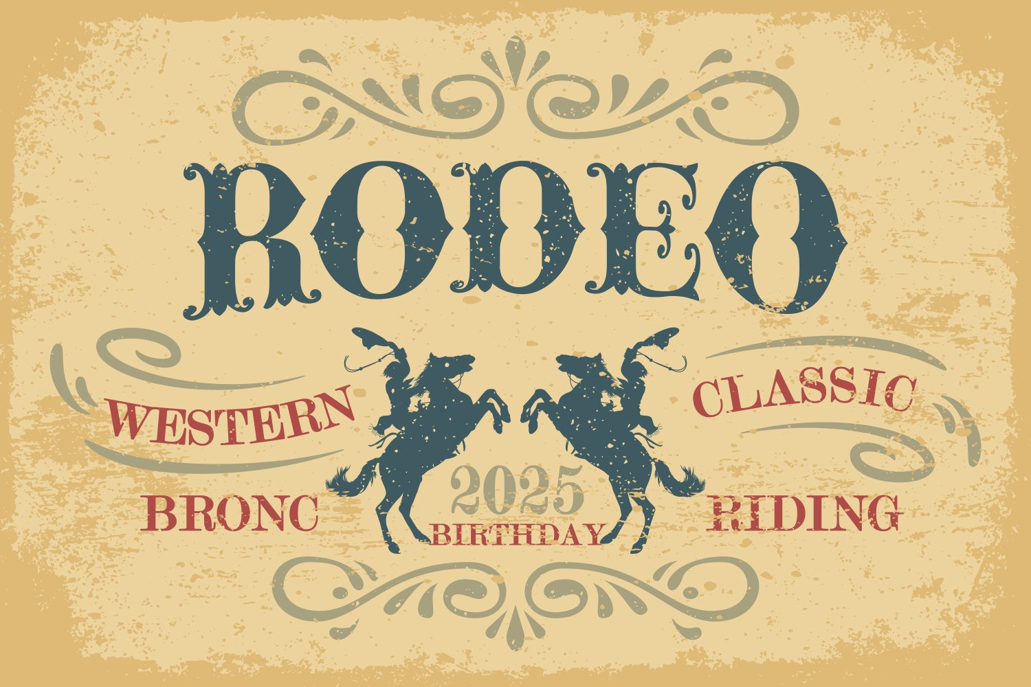 Toile de fond Deco Anniversaire Rodéo Cowboy Vintage BRP3-34