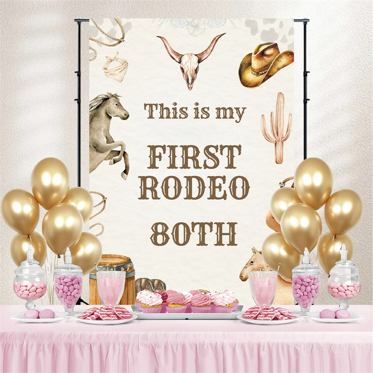Toile de fond Photo Anniversaire Cowboy Rustique 80ème BRP3-36