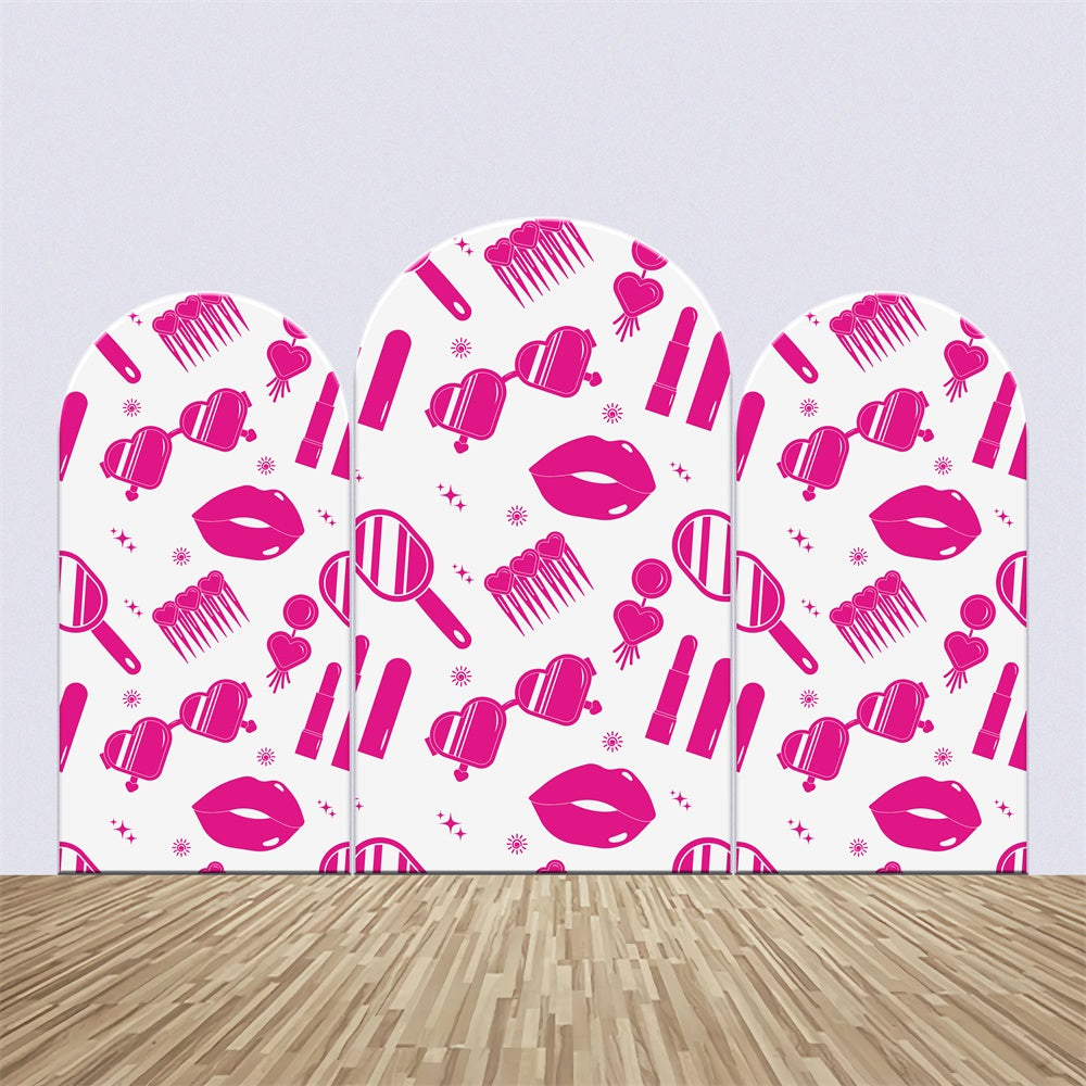 Kit de Toile de fond Arch Personnalisable Anniversaire Icônes de Mode Rose BRP3-52