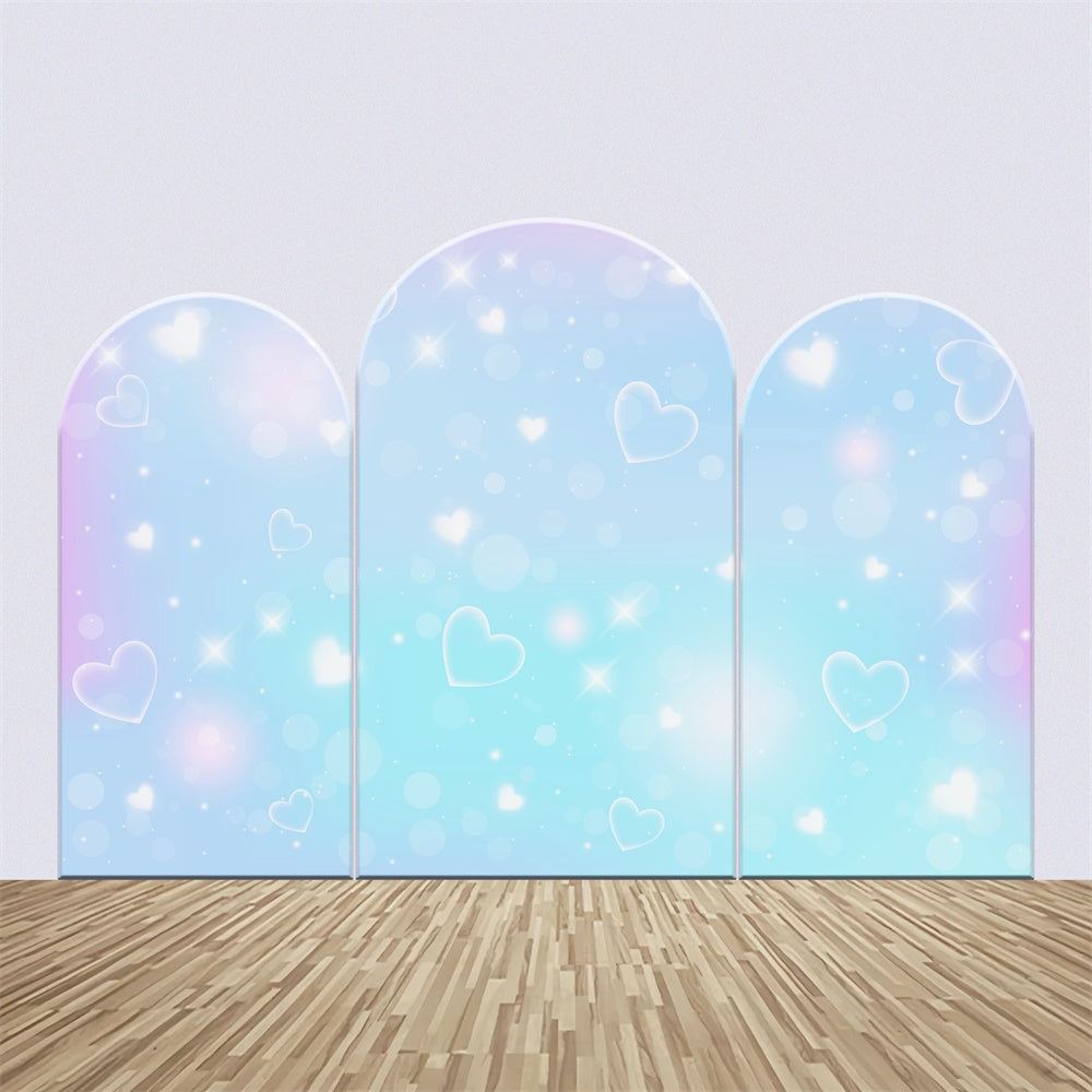 Kit de Toile de fond Arch Personnalisable Anniversaire Cœur Bleu Scintillant BRP3-65