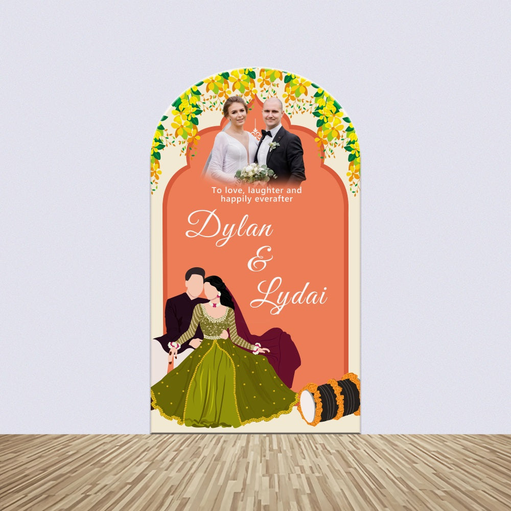 Kit de Toile de fond Arch Personnalisable Mariage Indien Floral Orange BRP4-124