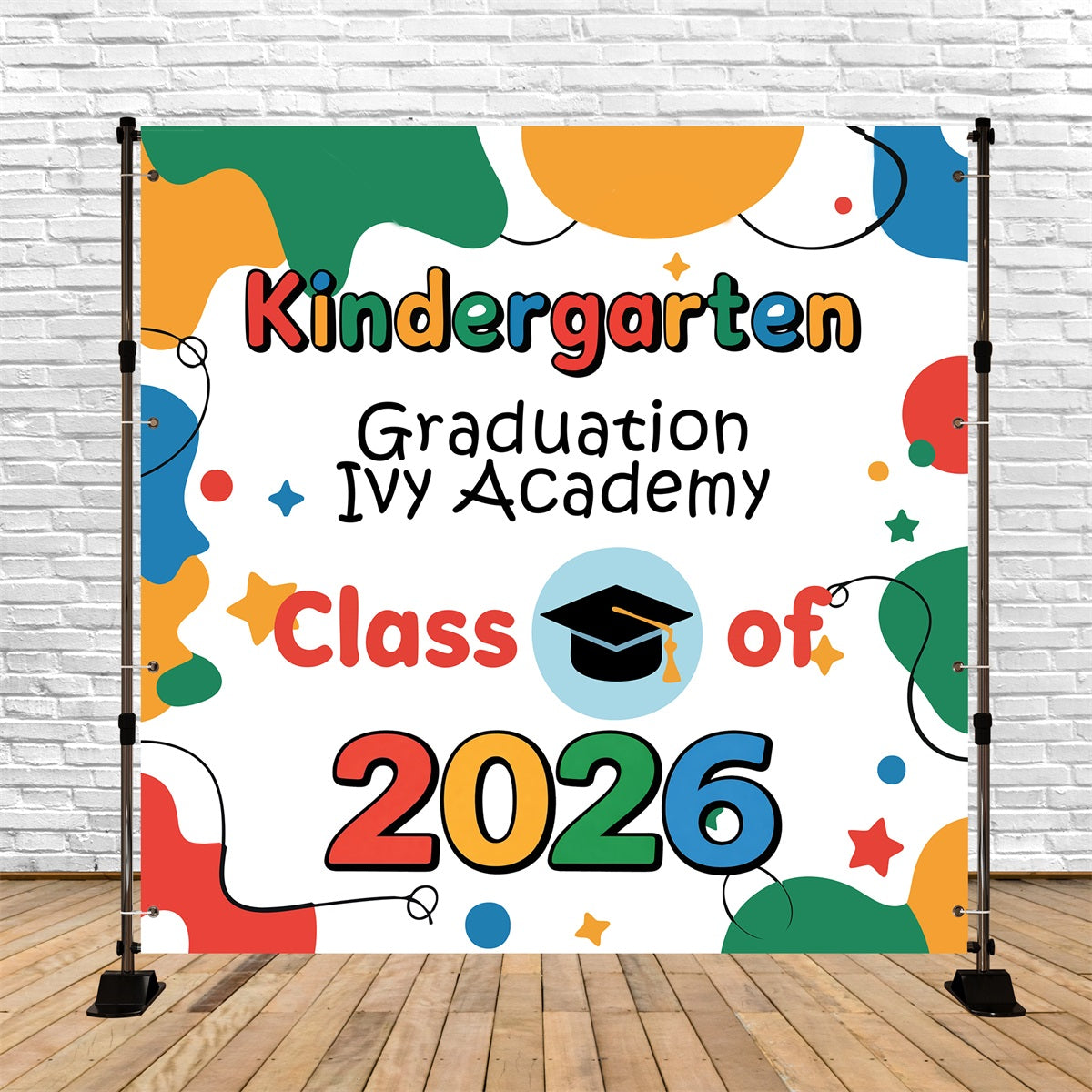 Toile de Fond de Graduation Préscolaire Explosion de Couleurs Personnalisée BRP5-233