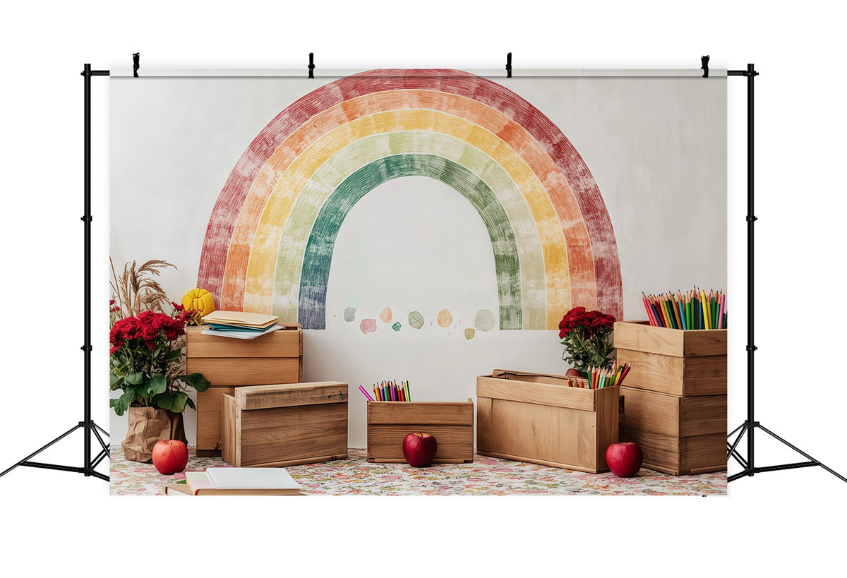 Toile de fond Rentrée des Classes Coin Créatif Arc-en-ciel BRP57-28