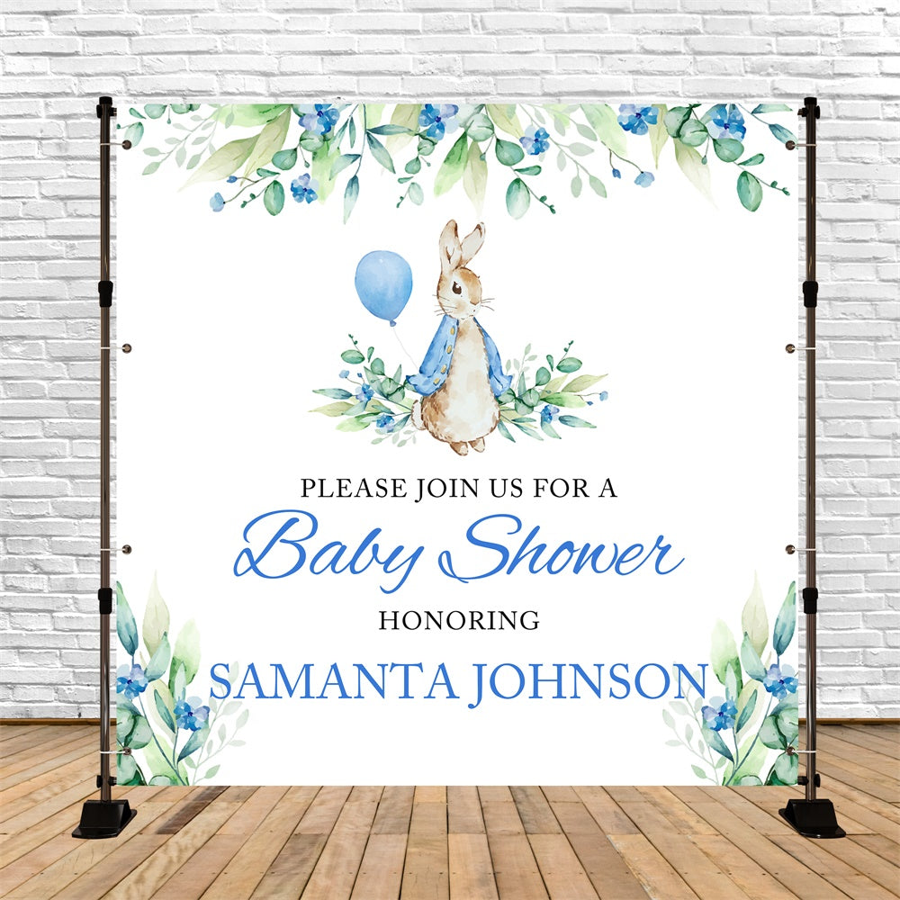 Toile de fond Baby Shower Idées Lapin Aquarelle Personnalisée BRP6-25