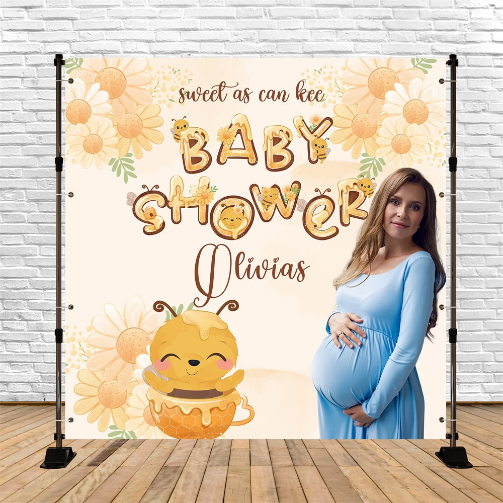 Toile de fond Baby Shower Abeille Florale Personnalisée BRP6-27