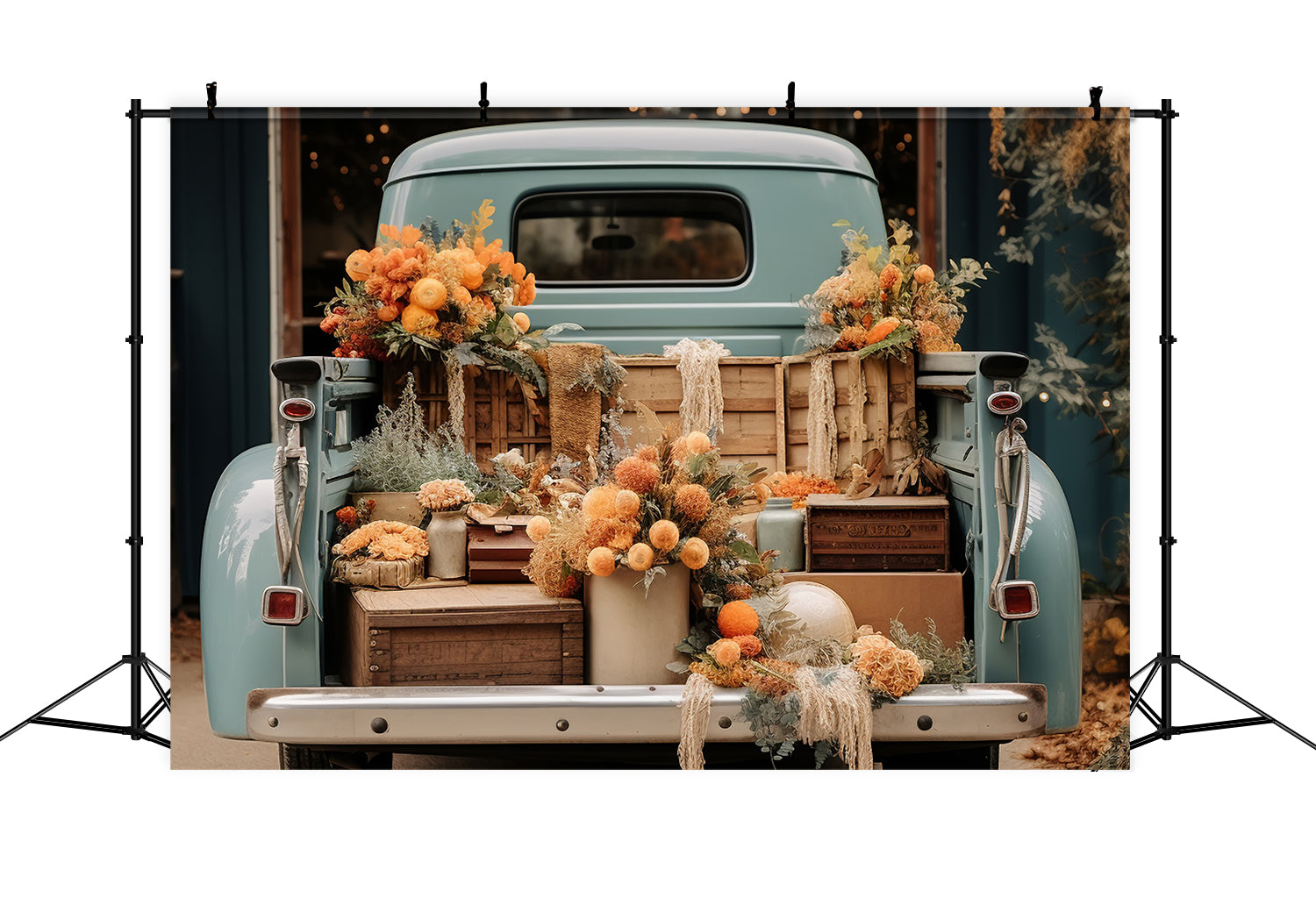 Toile de fond de camion avec fleurs en automne BRP7-100