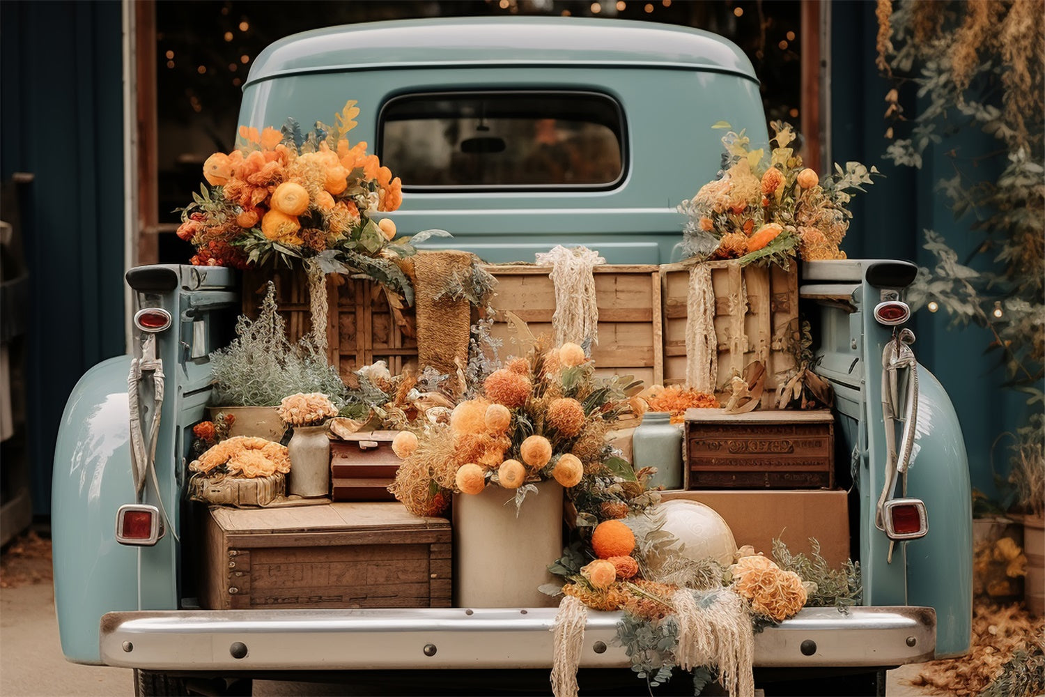 Toile de fond de camion avec fleurs en automne BRP7-100