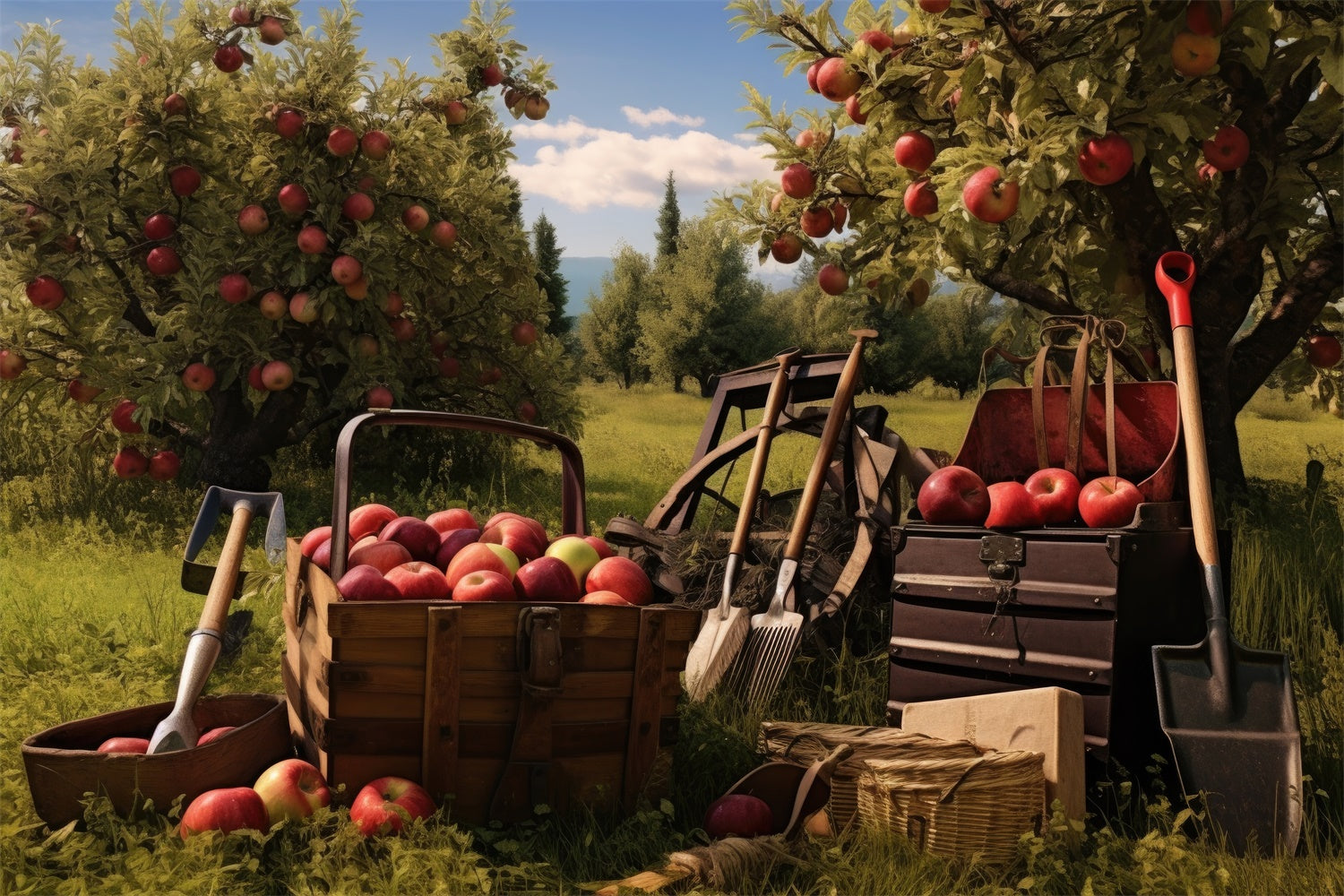 Toile de fond de récolte de pommes d'automne pour la photographie BRP7-104