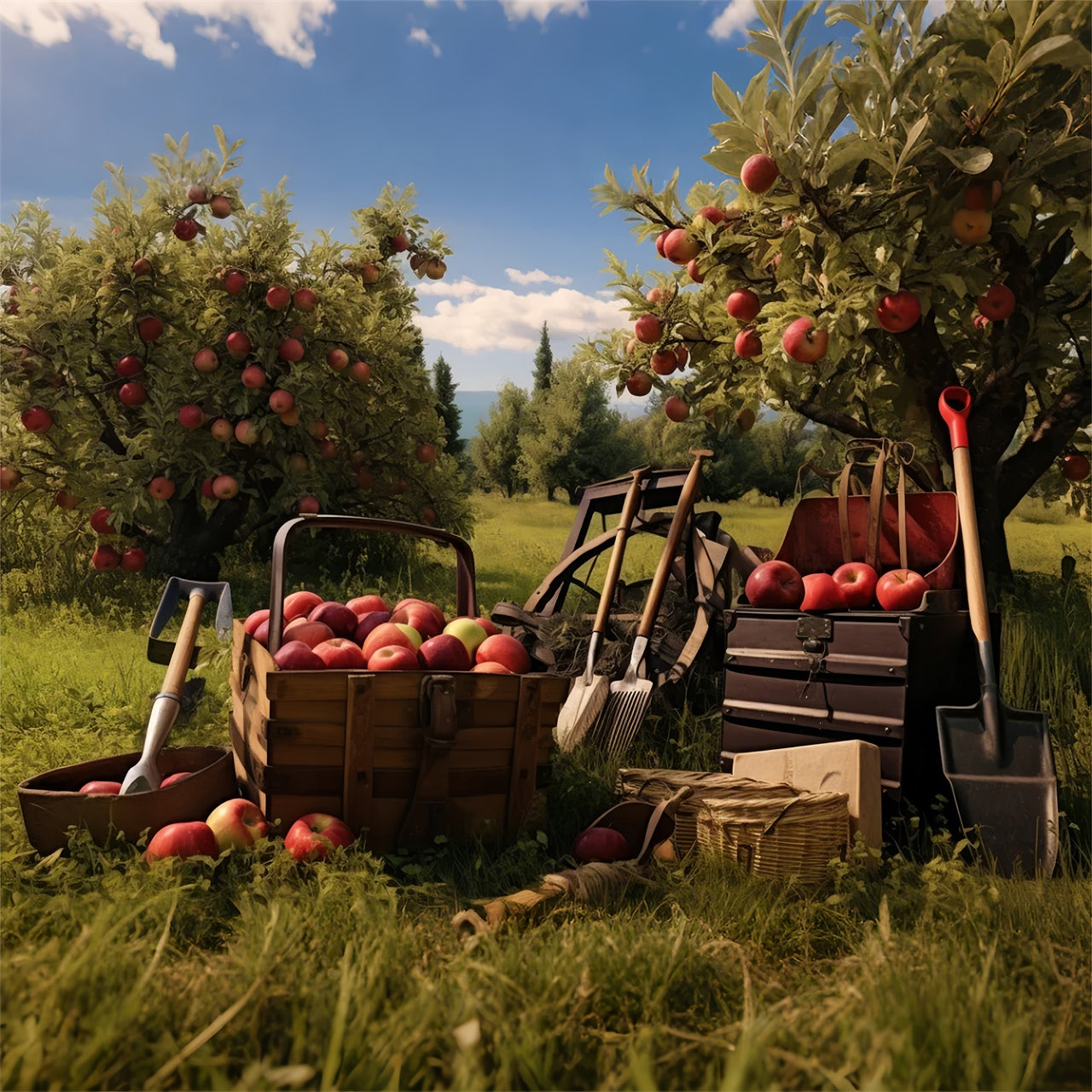 Toile de fond de récolte de pommes d'automne pour la photographie BRP7-104