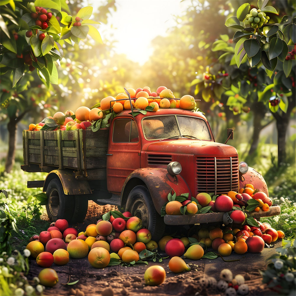 Toile de fond de voiture avec récolte de pommes d'automne BRP7-110