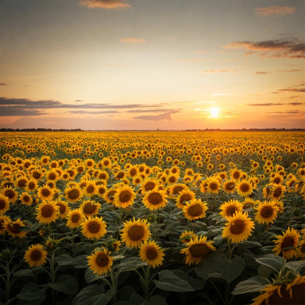 Toile de fond de coucher de soleil avec tournesols d'automne BRP7-118
