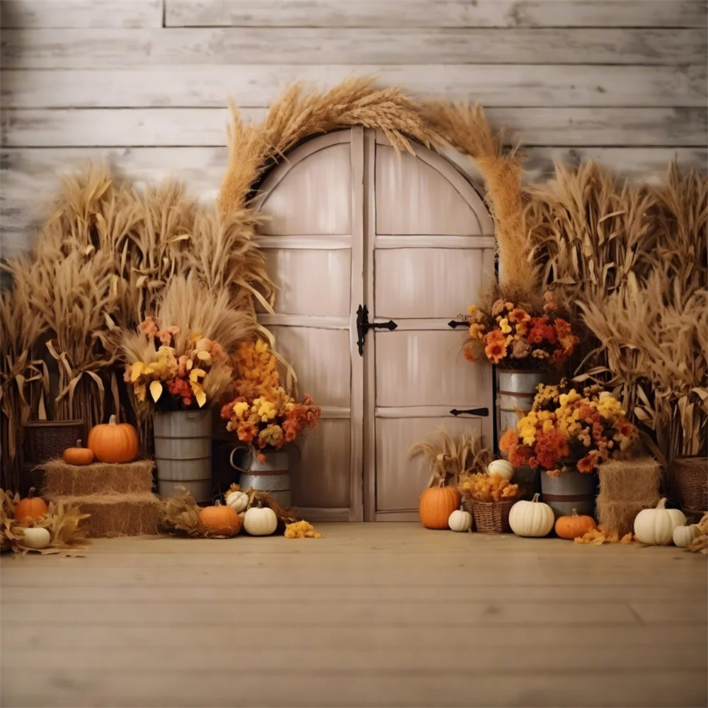 Toile de fond de mur avec arc de citrouilles d'automne BRP7-125