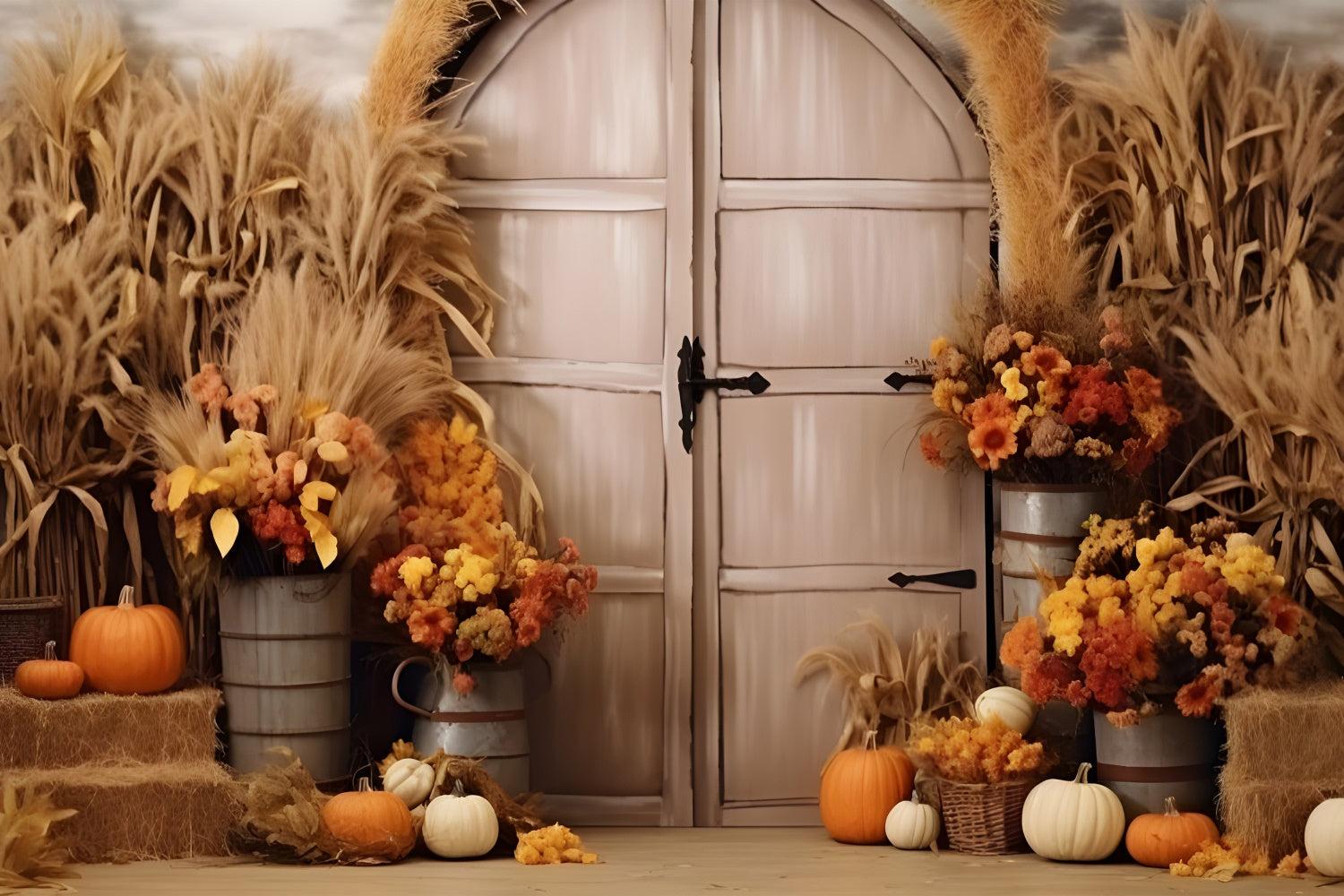 Toile de fond de mur avec arc de citrouilles d'automne BRP7-125