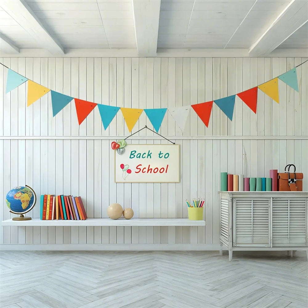 Toile de Fond Photographique Retour à l'École Drapeaux Colorés BRP7-170