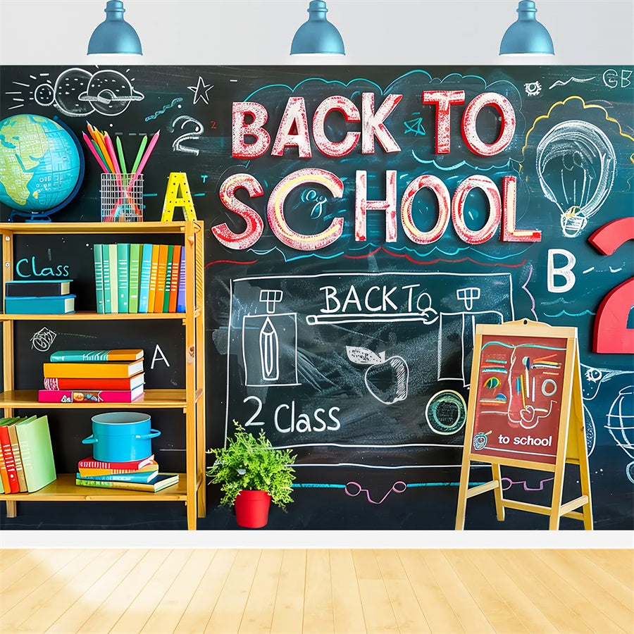 Toile de Fond Retour à l'École Tableau Noir pour Deux Classes BRP7-176