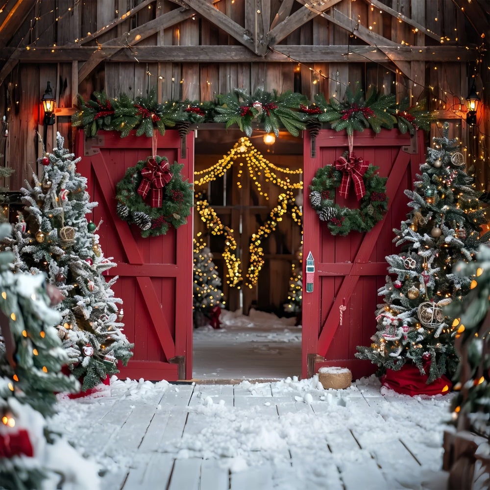 Toile de fond d'Entrée de Grange Rouge de Noël BRP7-224