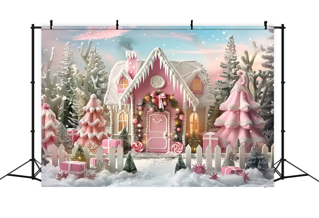 Toile de fond de Fantaisie Rose Givrée de Noël BRP7-229