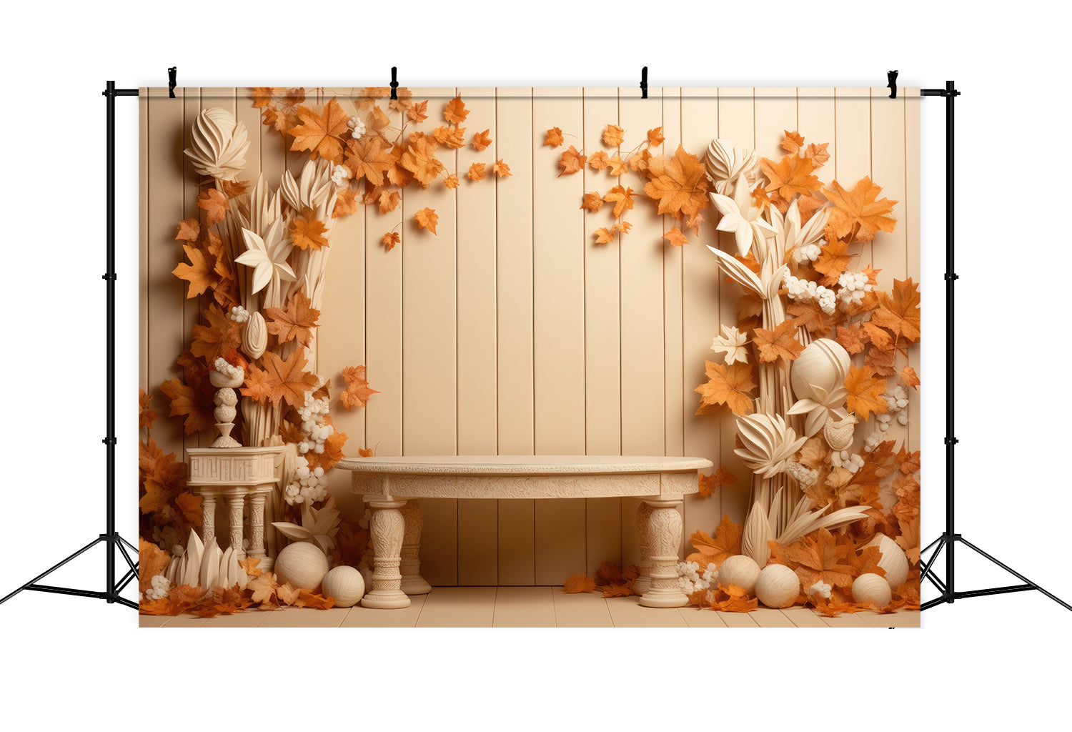 Toile de fond d'arbres blancs et oranges d'automne BRP7-68