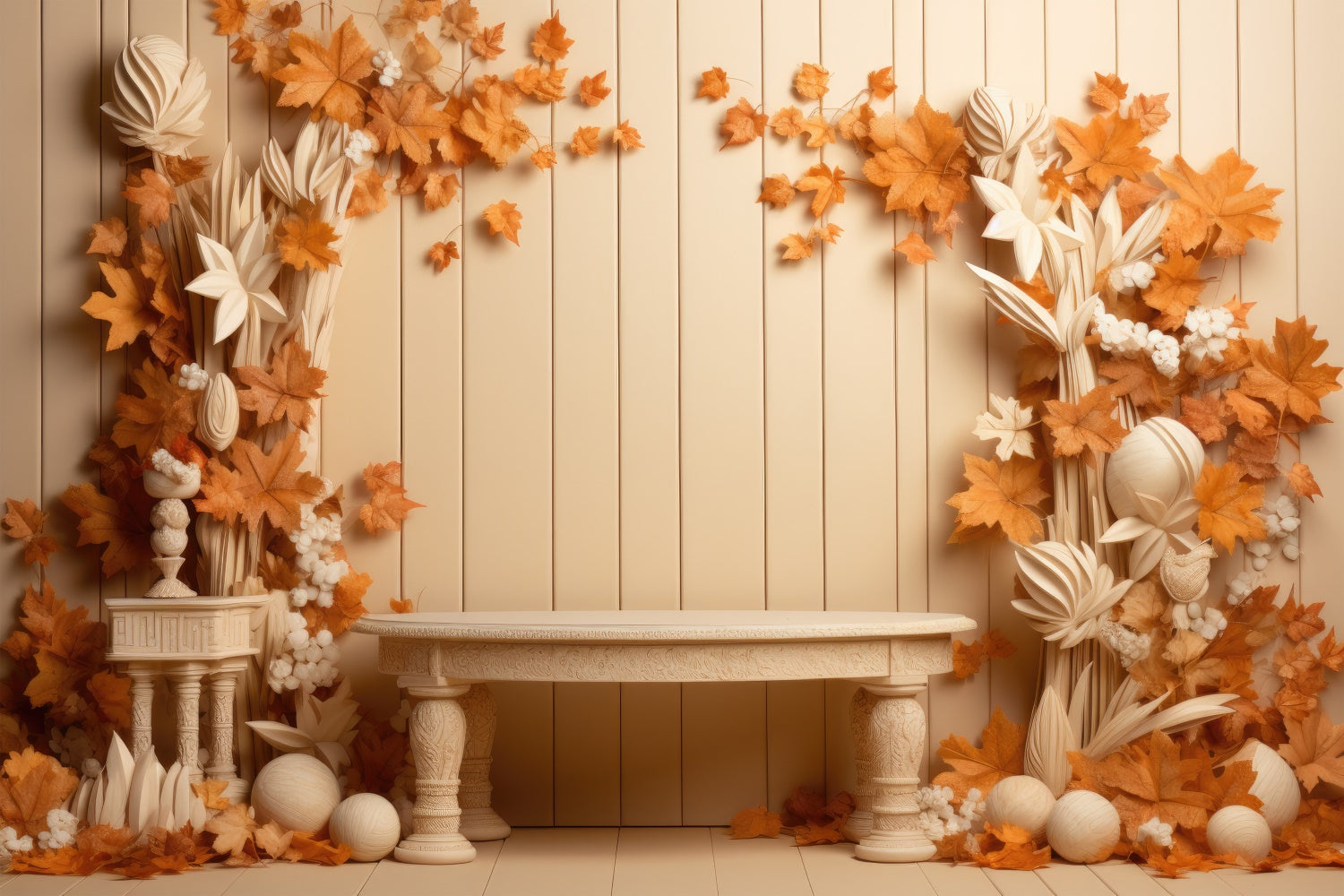Toile de fond d'arbres blancs et oranges d'automne BRP7-68