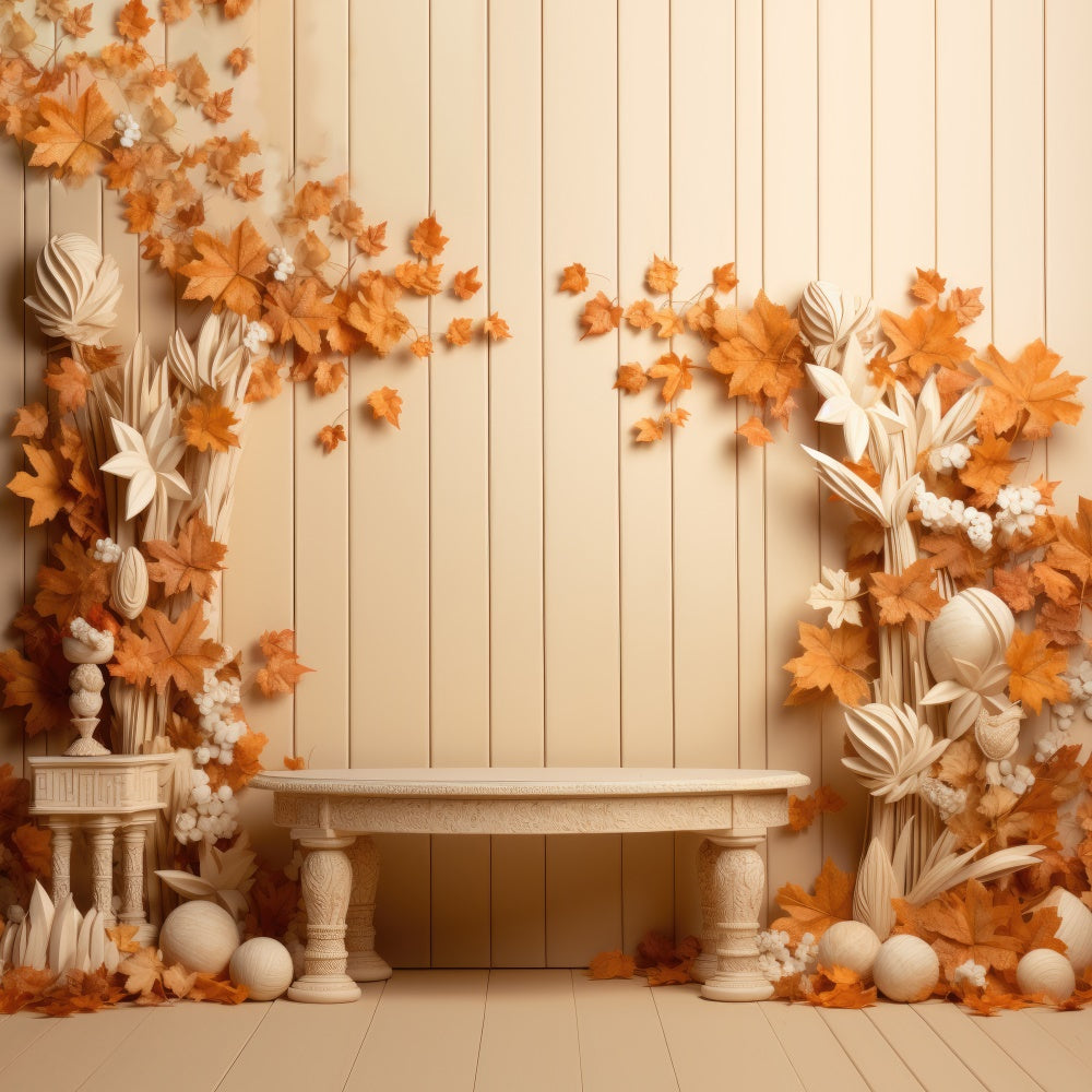 Toile de fond d'arbres blancs et oranges d'automne BRP7-68